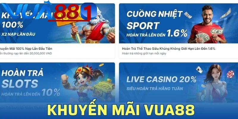 Các chương trình khuyến mại VUA88 hấp dẫn giúp bạn gia tăng tiền thưởng 